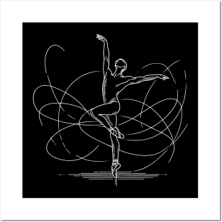 White one line art Ballet Male dancer Posters and Art